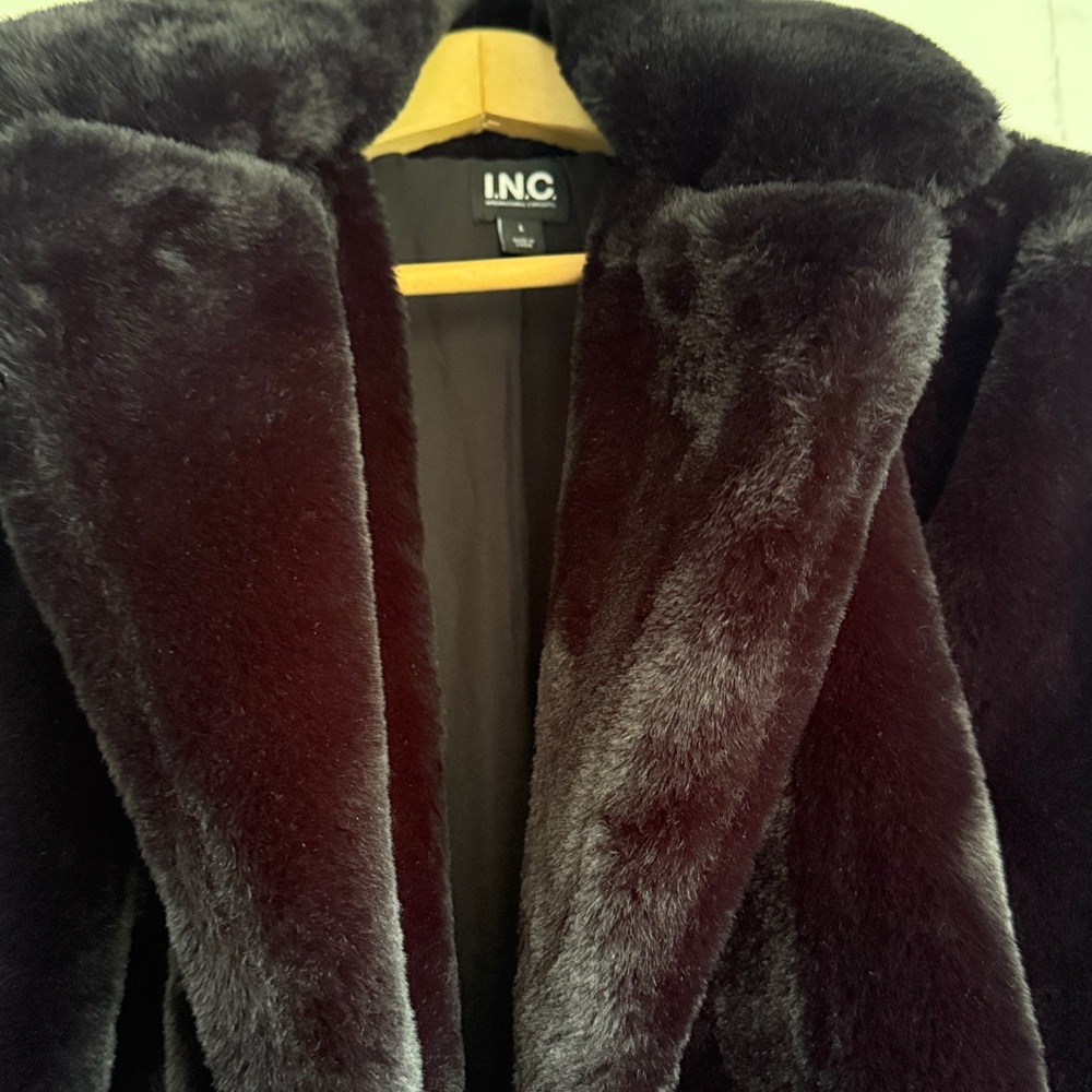INC International Concepts Women's  Black Teddy Jacket